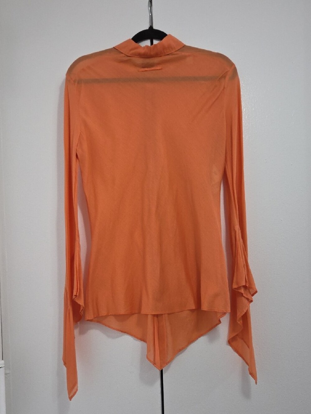 Vintage John Paul Gaultier Sheer Orange Button-Front Women's Top - Picture 4 of 6
